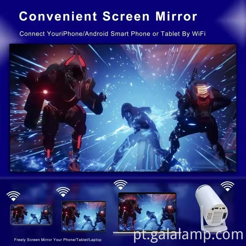 Projetor remoto 4K sem fio com Android 11 e Bluetooth Technology Portable